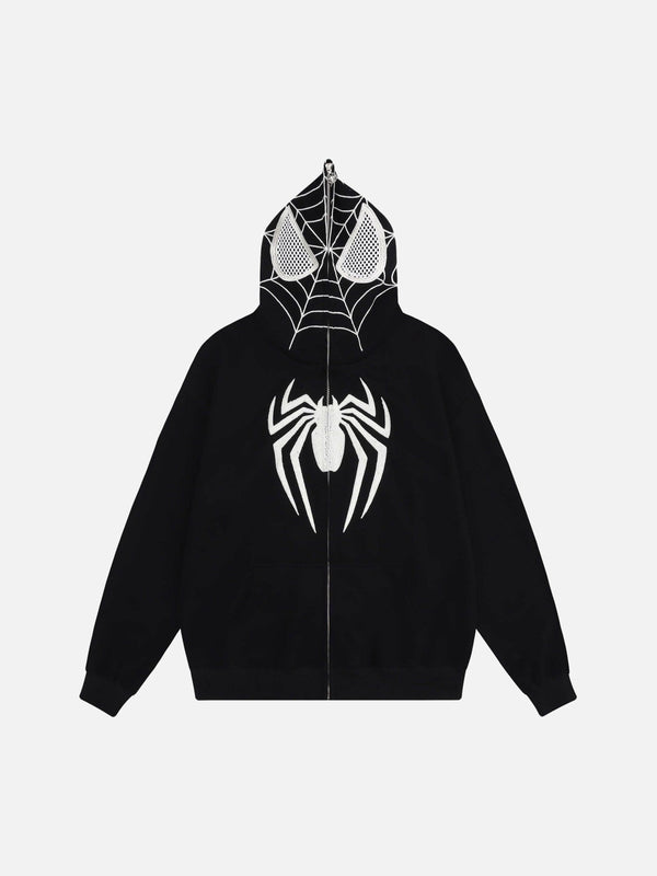 Spider Web Embroidery Eye Viewable Hoodie-rimiro.com