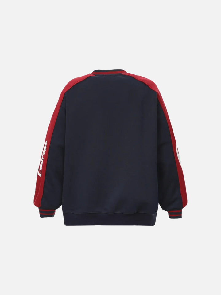 Spliced Letter Print V-Neck Sweatshirt-rimiro.com