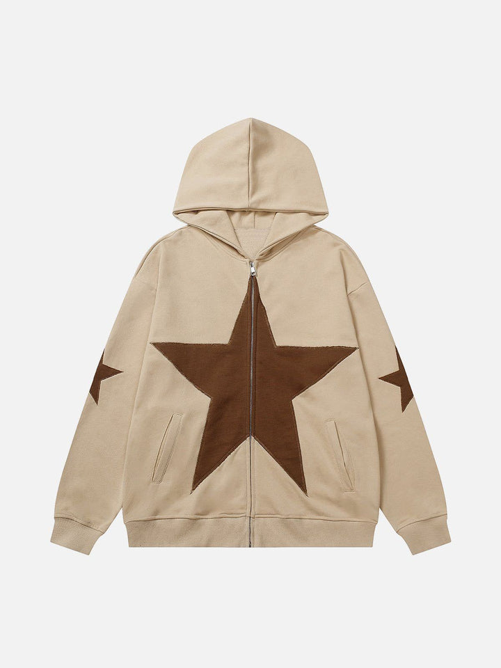 Star Graphic Print Hoodie-rimiro.com