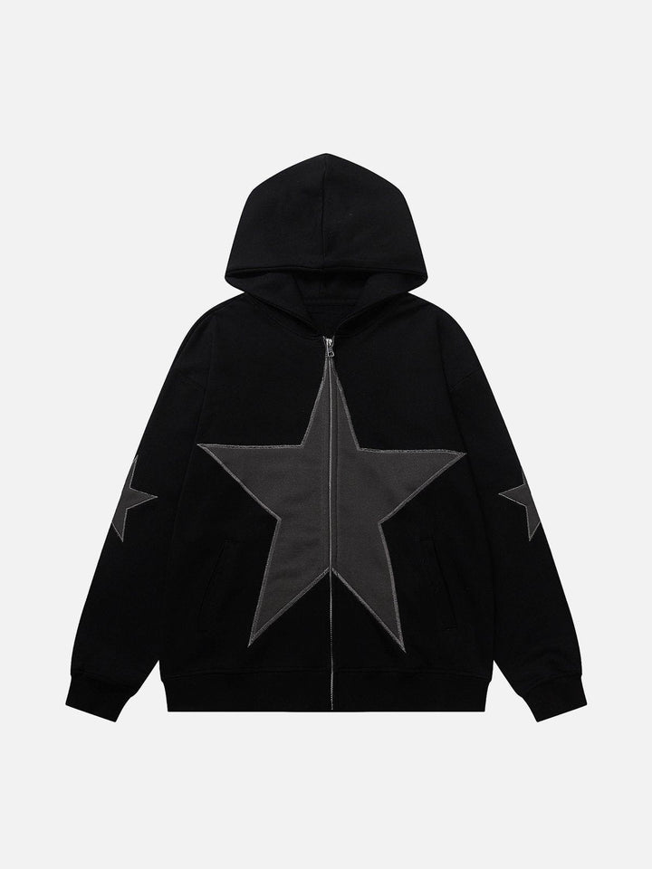 Star Graphic Print Hoodie-rimiro.com