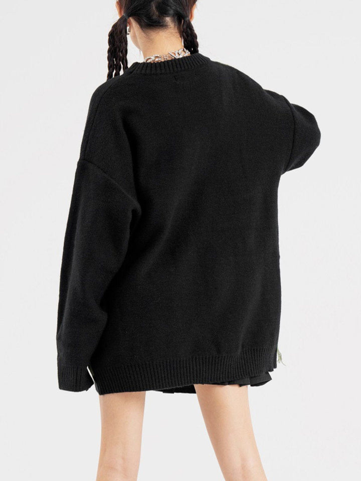 Star Jacquard Fringed Knitted Sweater-rimiro.com