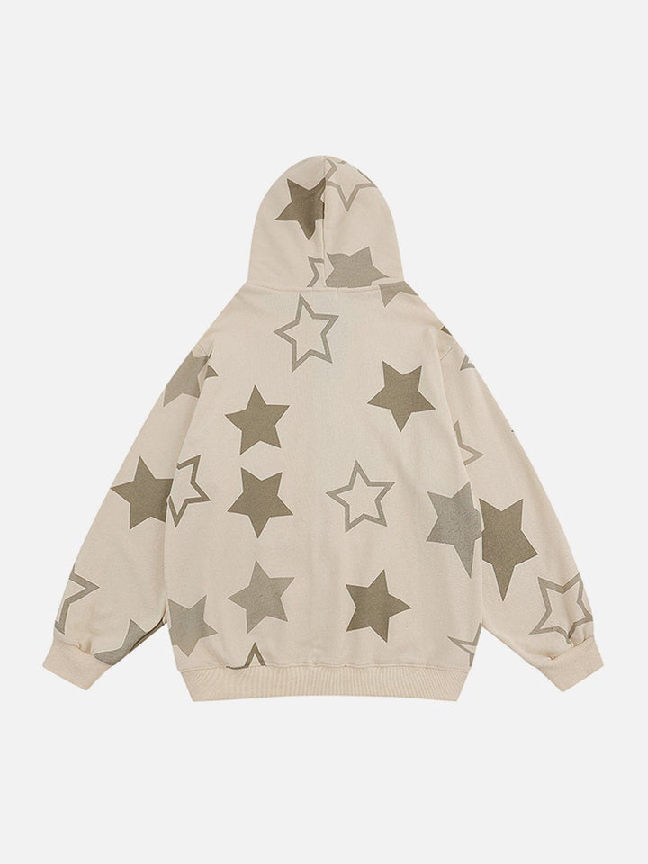 Star Print Zipper Hoodie-rimiro.com