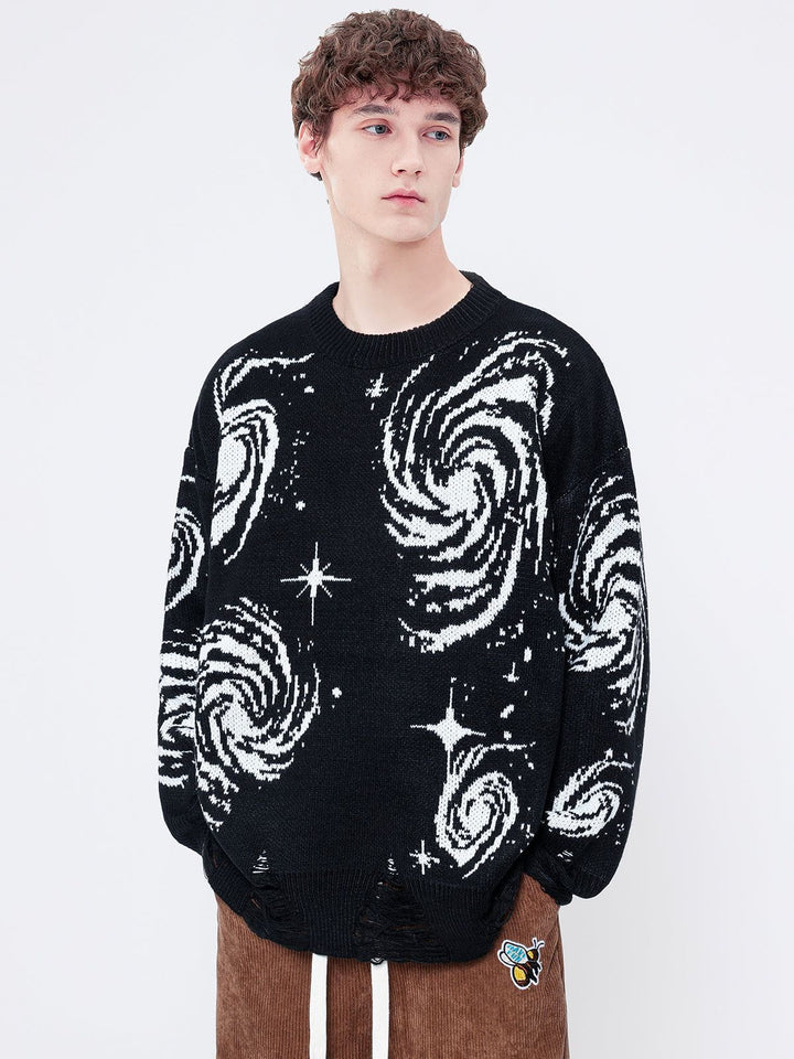 Starry Night Jacquard Knit Sweater-rimiro.com