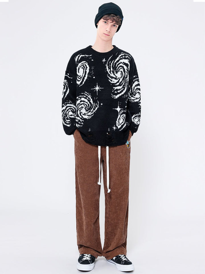 Starry Night Jacquard Knit Sweater-rimiro.com