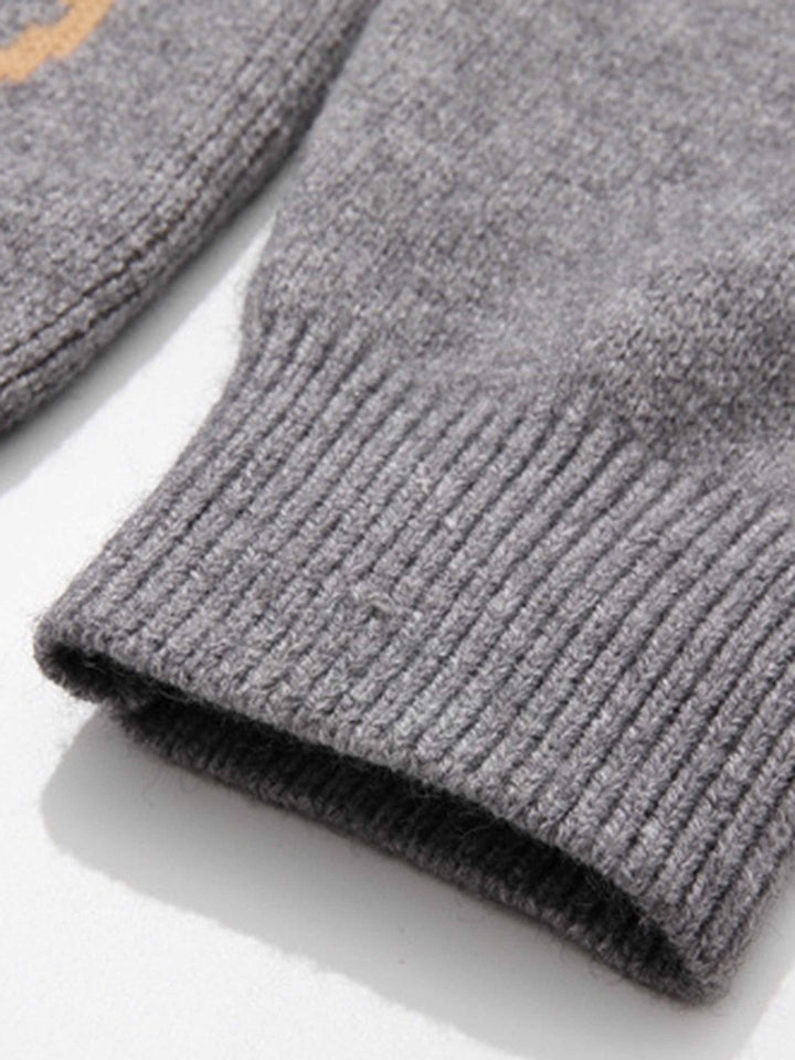 Street Vintage Character Knit Sweater-rimiro.com