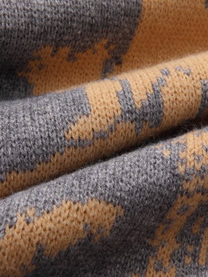 Street Vintage Character Knit Sweater-rimiro.com