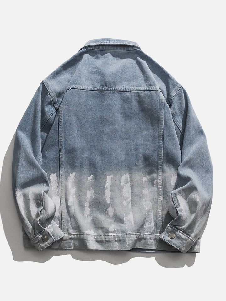 Striped Washed Ombré Denim Jacket-rimiro.com