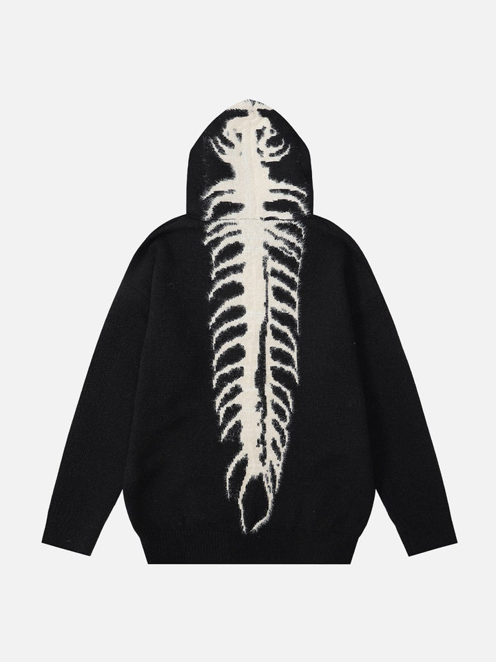 Tailbone Pattern Jacquard Sweater Hoodie-rimiro.com