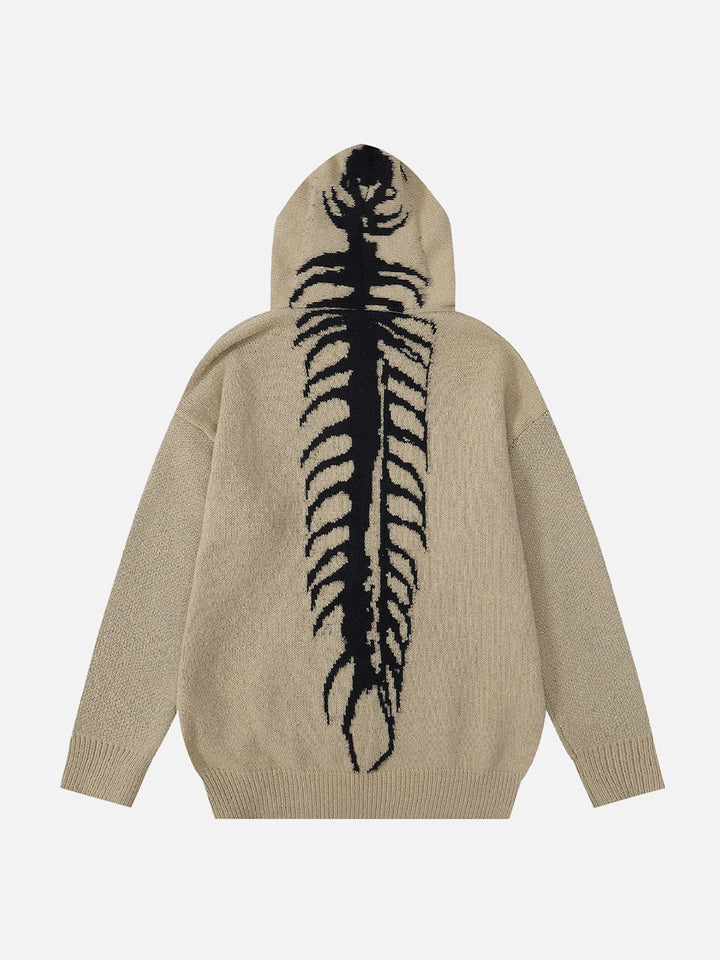 Tailbone Pattern Jacquard Sweater Hoodie-rimiro.com