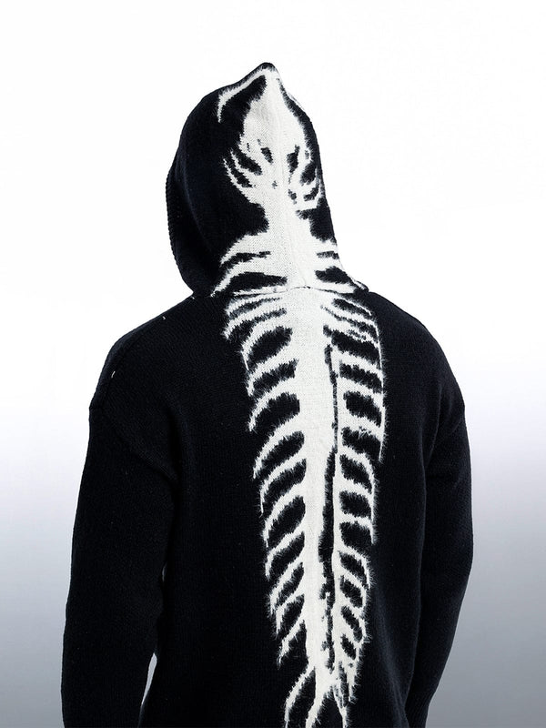 Tailbone Pattern Jacquard Sweater Hoodie-rimiro.com