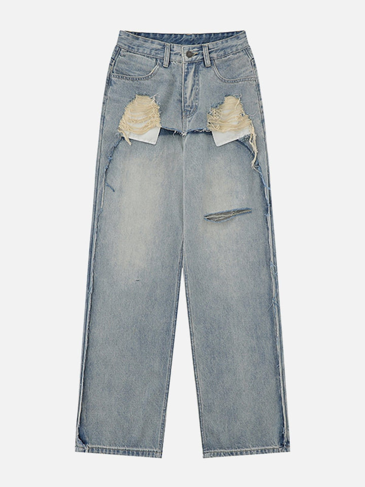 Tassel Pocket Patchwork Jeans-rimiro.com