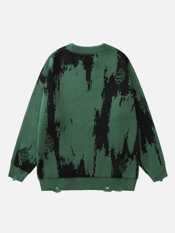 Tie Dye Letter Print Sweater-rimiro.com