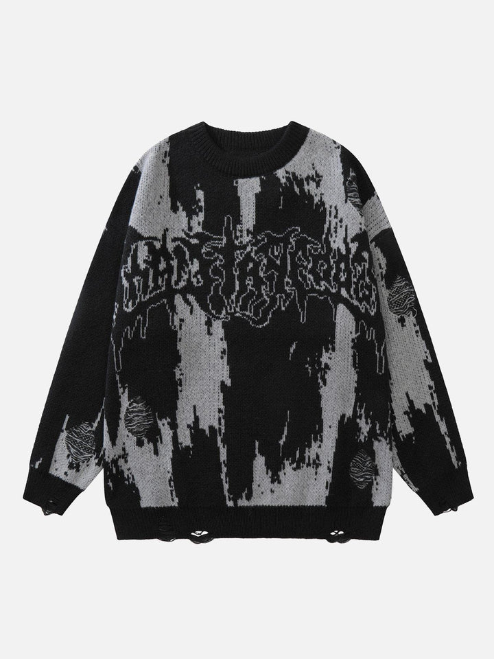 Tie Dye Letter Print Sweater-rimiro.com