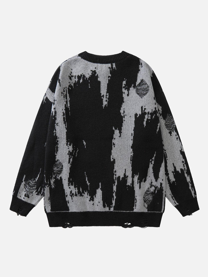 Tie Dye Letter Print Sweater-rimiro.com