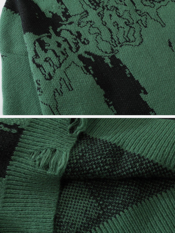Tie Dye Letter Print Sweater-rimiro.com