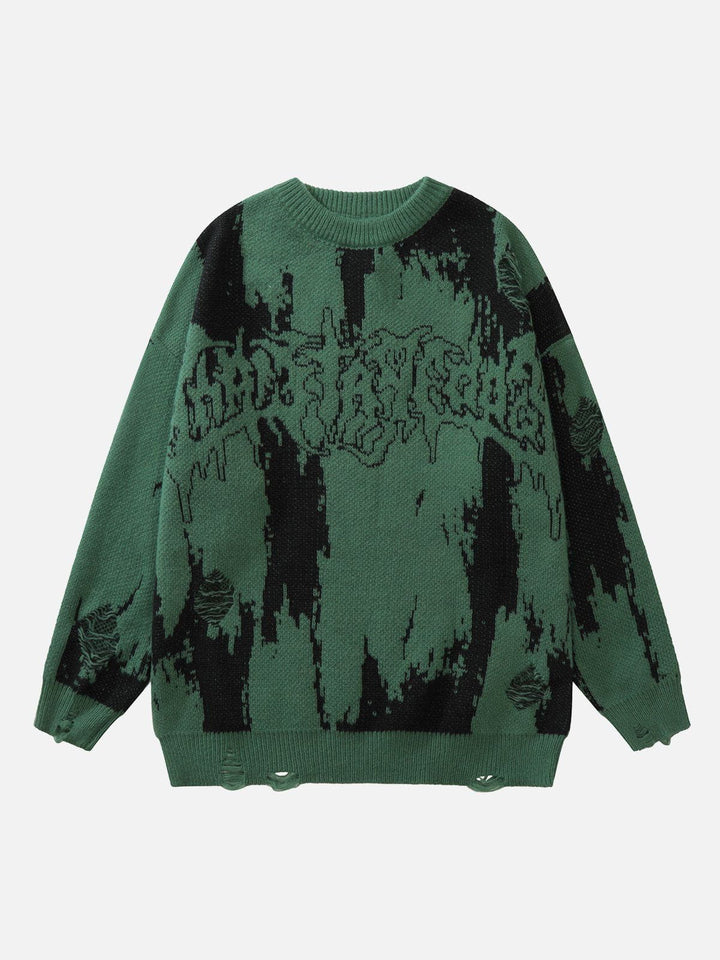 Tie Dye Letter Print Sweater-rimiro.com