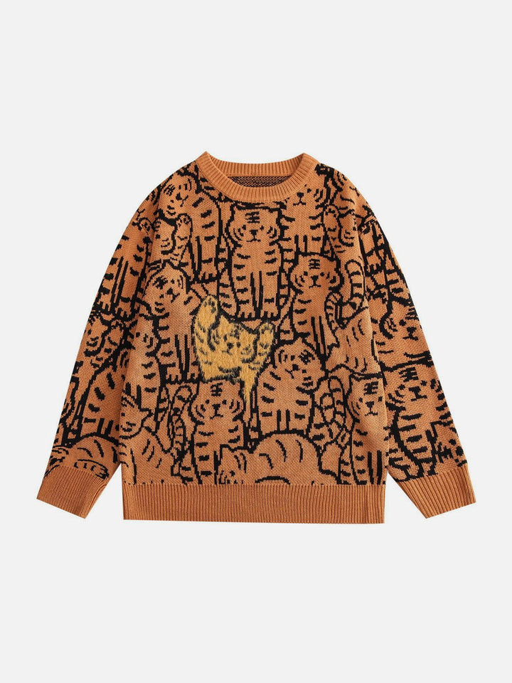 Tiger Pattern Knit Sweater-rimiro.com