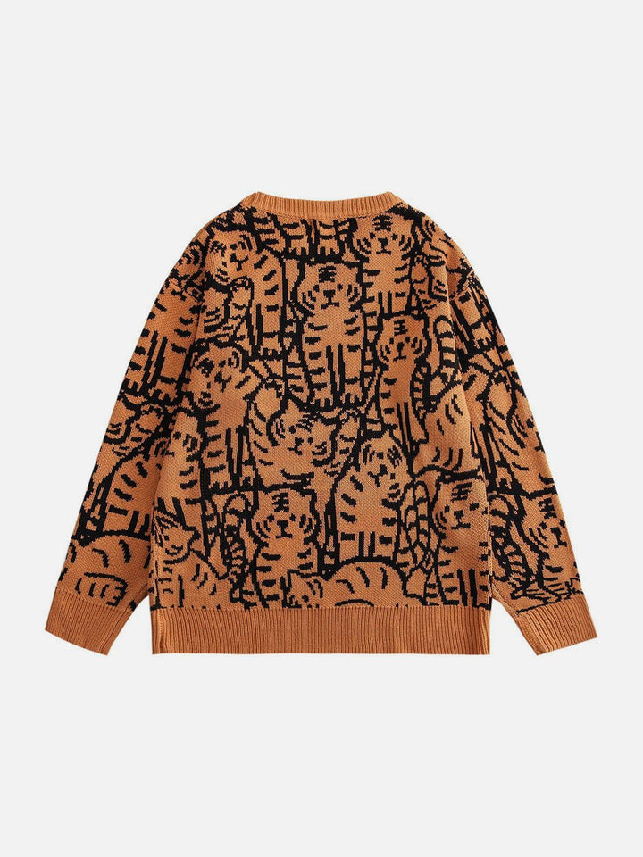 Tiger Pattern Knit Sweater-rimiro.com