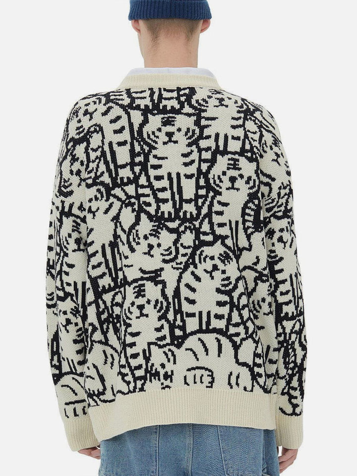 Tiger Pattern Knit Sweater-rimiro.com