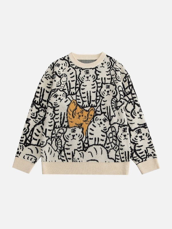 Tiger Pattern Knit Sweater-rimiro.com