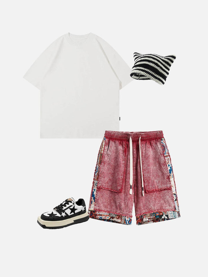 Tribe Culture Pattern Washed Jorts-rimiro.com