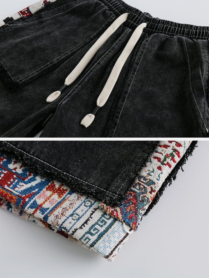 Tribe Culture Pattern Washed Jorts-rimiro.com