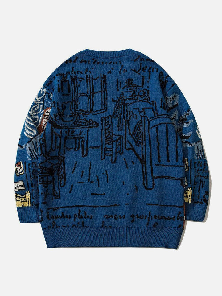 Van Gogh Oil Painting Knit Sweater-rimiro.com