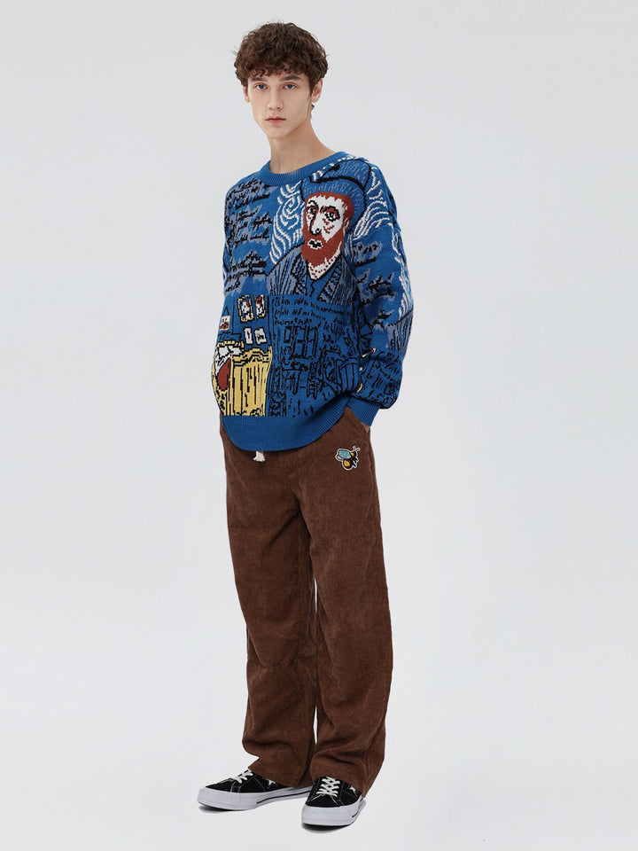 Van Gogh Oil Painting Knit Sweater-rimiro.com