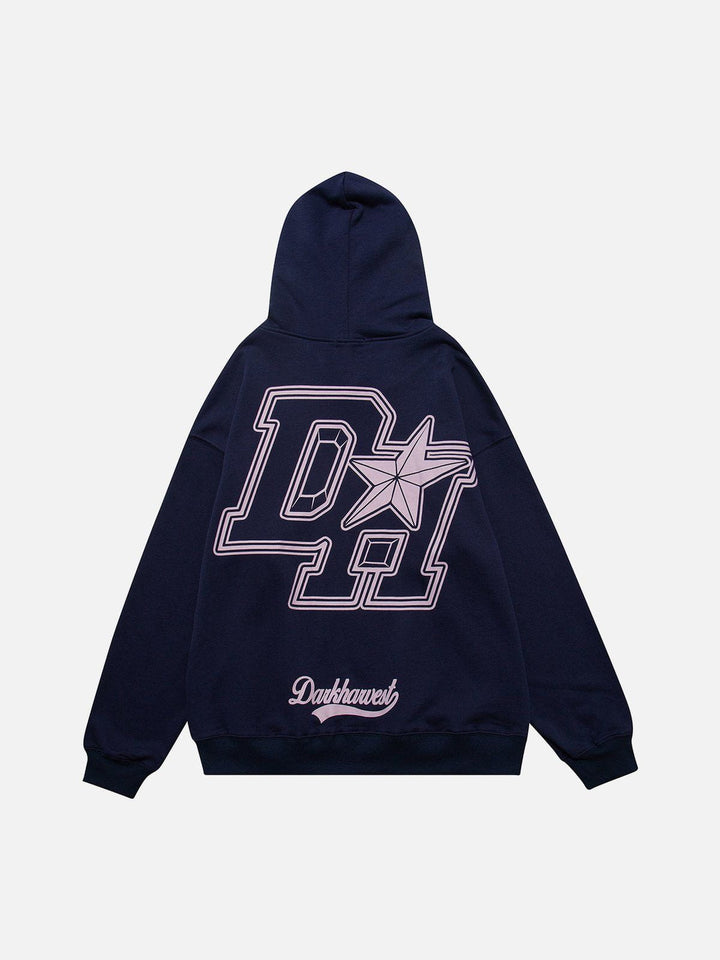 Vintage "DH" Print Hoodie-rimiro.com