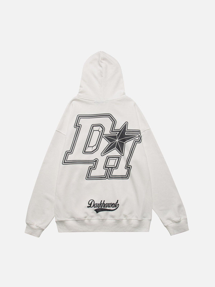 Vintage "DH" Print Hoodie-rimiro.com