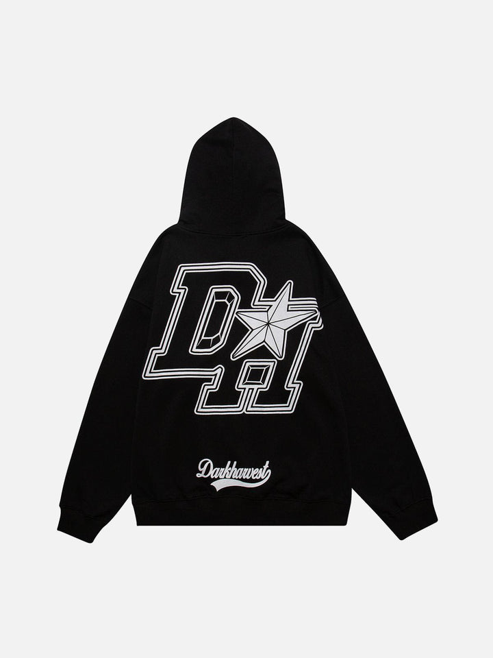 Vintage "DH" Print Hoodie-rimiro.com