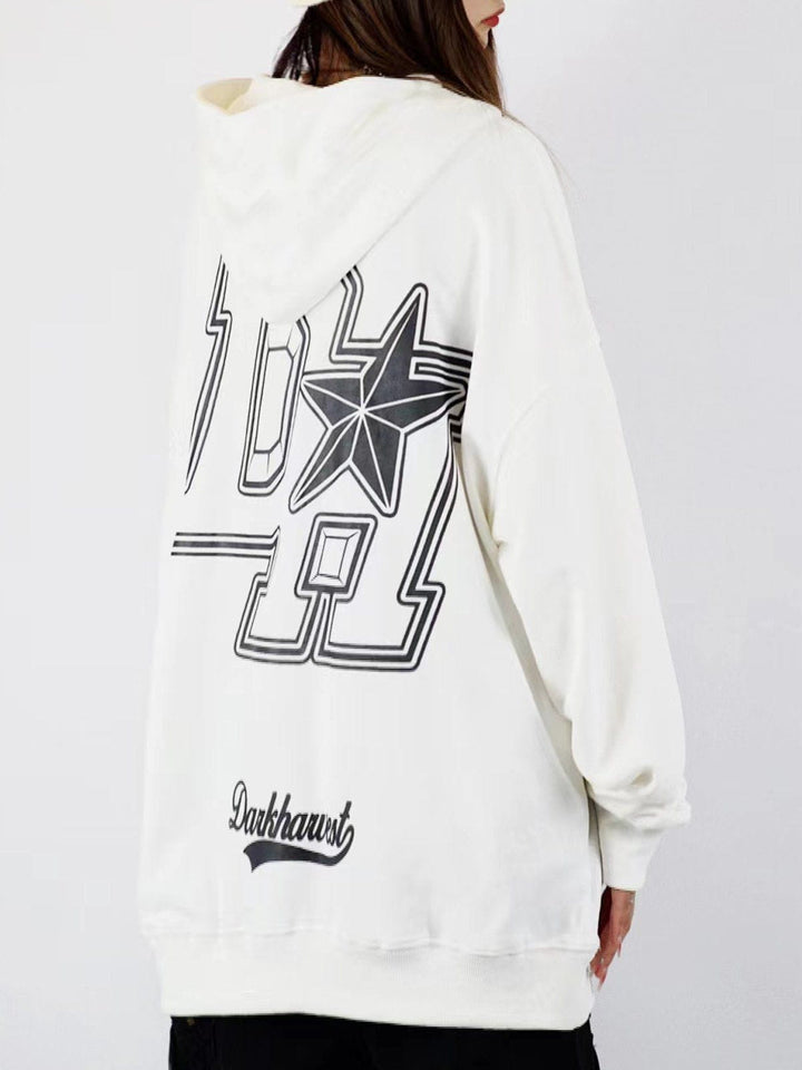 Vintage "DH" Print Hoodie-rimiro.com