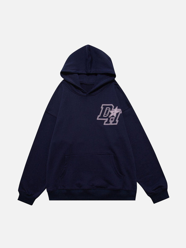 Vintage "DH" Print Hoodie-rimiro.com