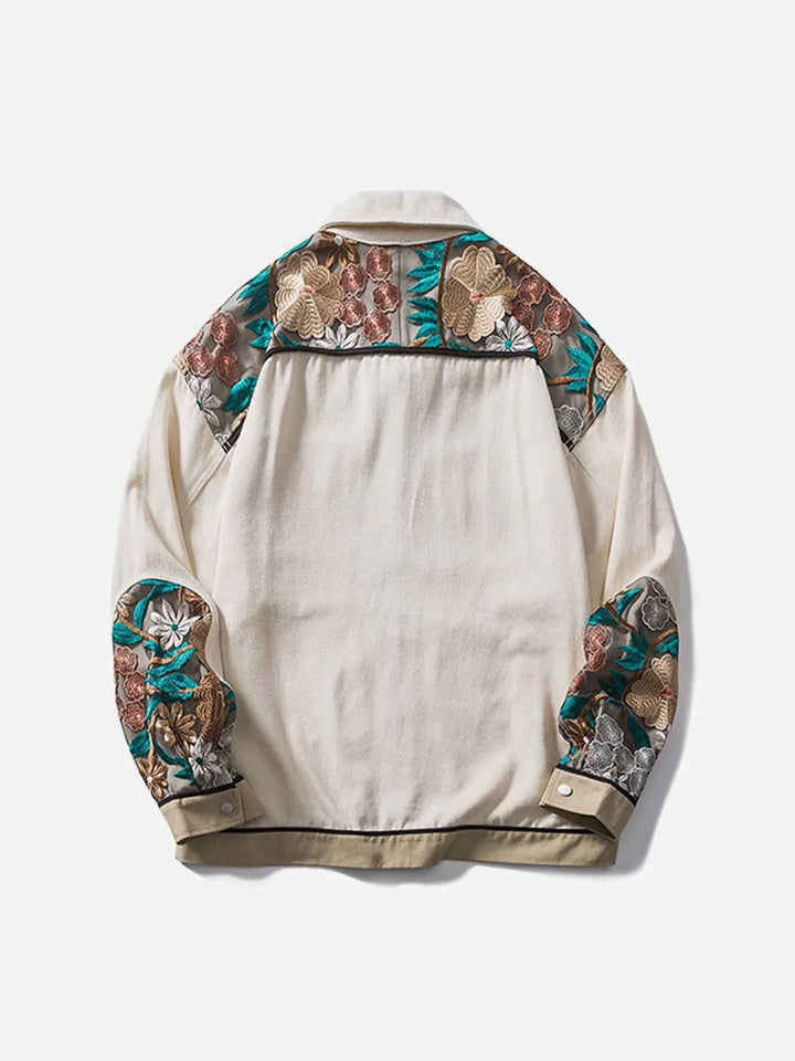 Vintage Flower Embroidery Stitching Jacket-rimiro.com