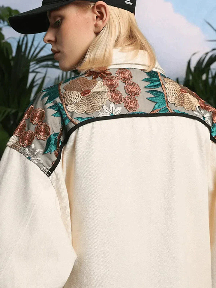 Vintage Flower Embroidery Stitching Jacket-rimiro.com