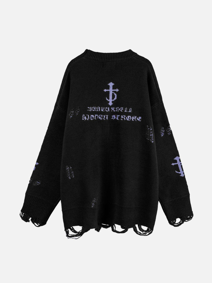 Vintage Gothic Ripped Sweater-rimiro.com