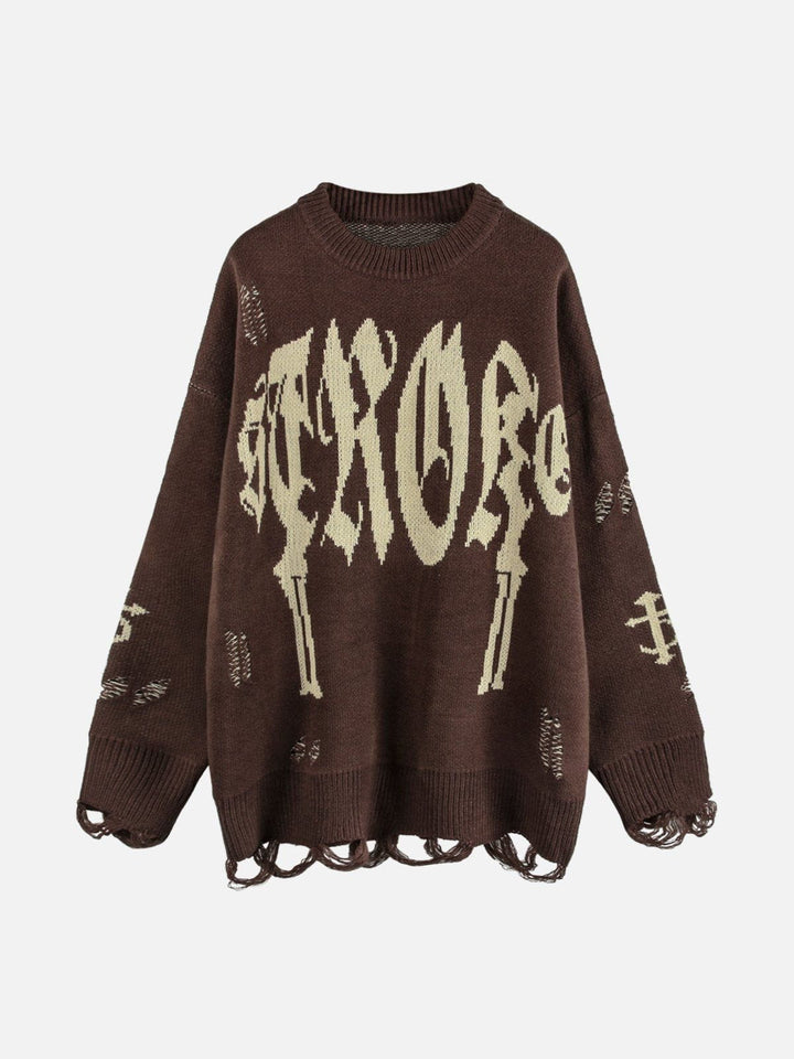 Vintage Gothic Ripped Sweater-rimiro.com