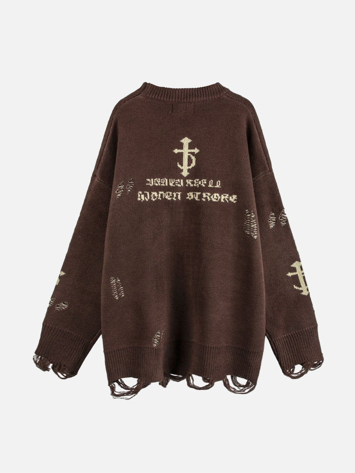 Vintage Gothic Ripped Sweater-rimiro.com