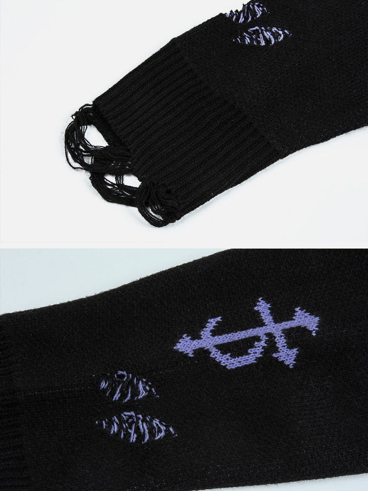 Vintage Gothic Ripped Sweater-rimiro.com