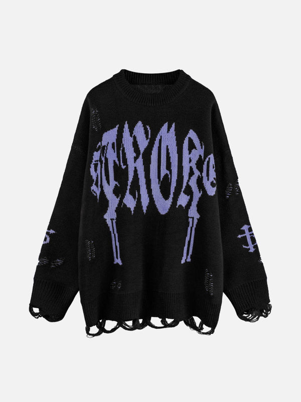 Vintage Gothic Ripped Sweater-rimiro.com