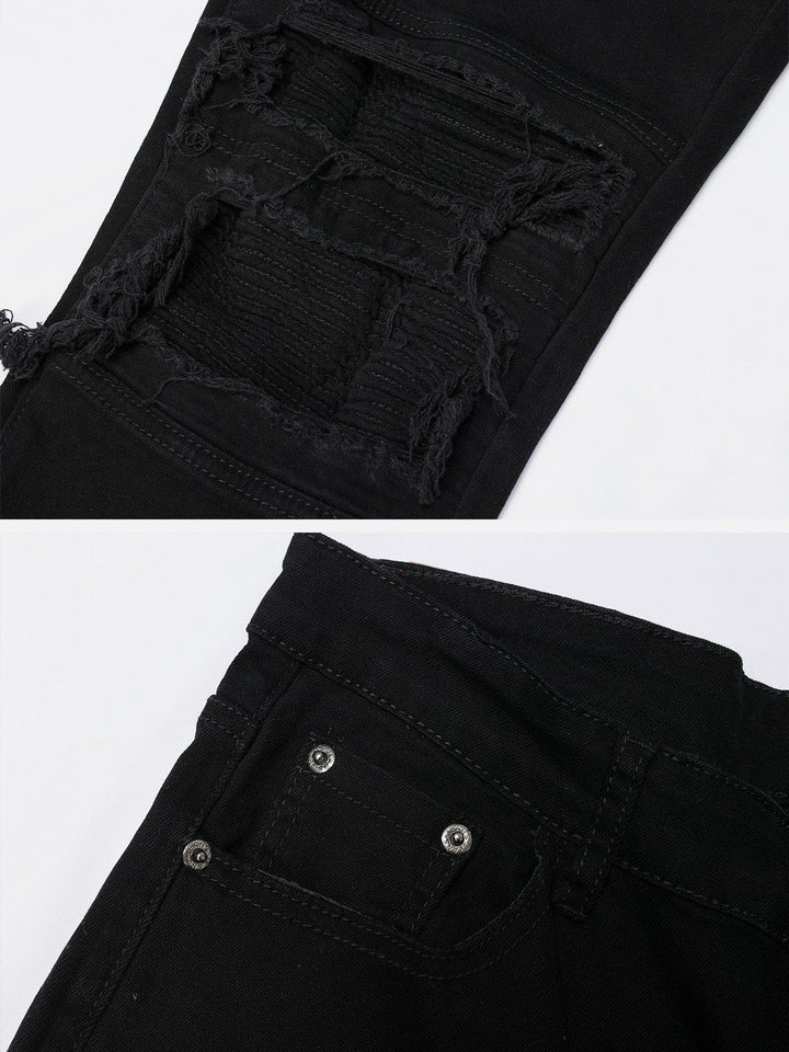 Vintage Raw Ripped Hole Jeans-rimiro.com