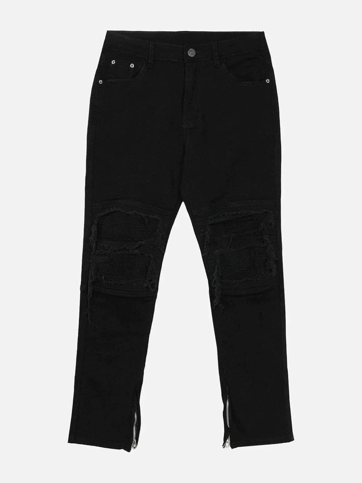 Vintage Raw Ripped Hole Jeans-rimiro.com