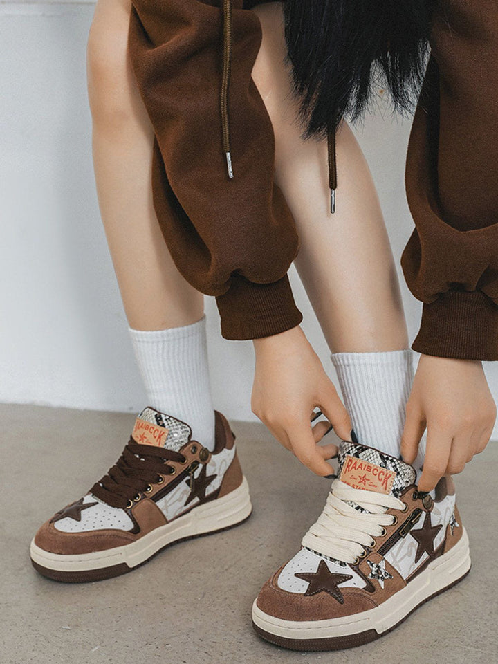 Vintage Star Patchwork Skate Shoes-rimiro.com