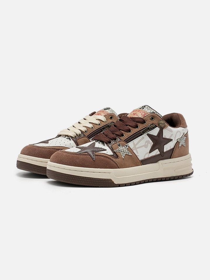 Vintage Star Patchwork Skate Shoes-rimiro.com