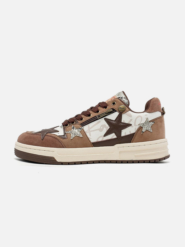 Vintage Star Patchwork Skate Shoes-rimiro.com