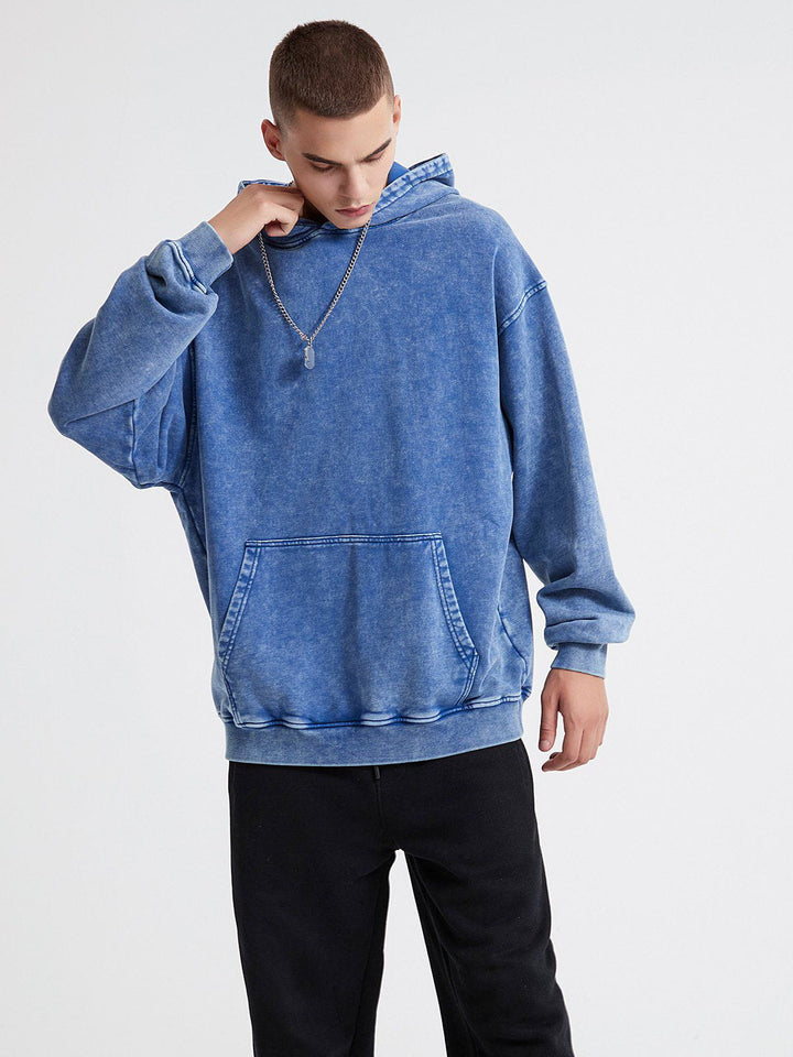 Vintage Wash Distressed Solid Hoodie-rimiro.com