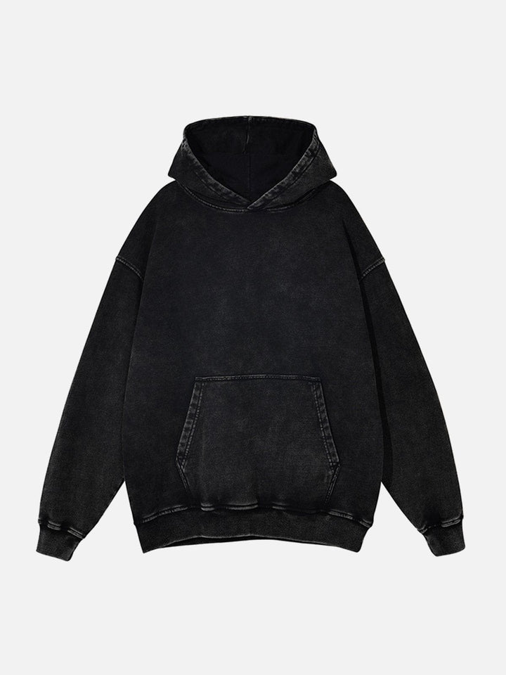 Vintage Wash Distressed Solid Hoodie-rimiro.com