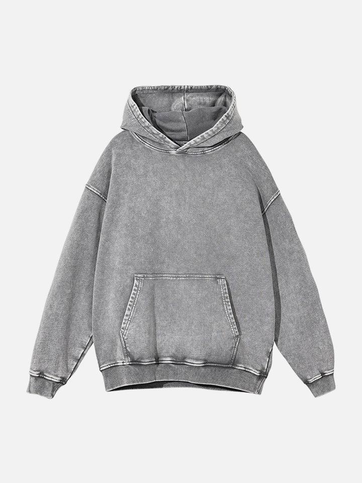 Vintage Wash Distressed Solid Hoodie-rimiro.com