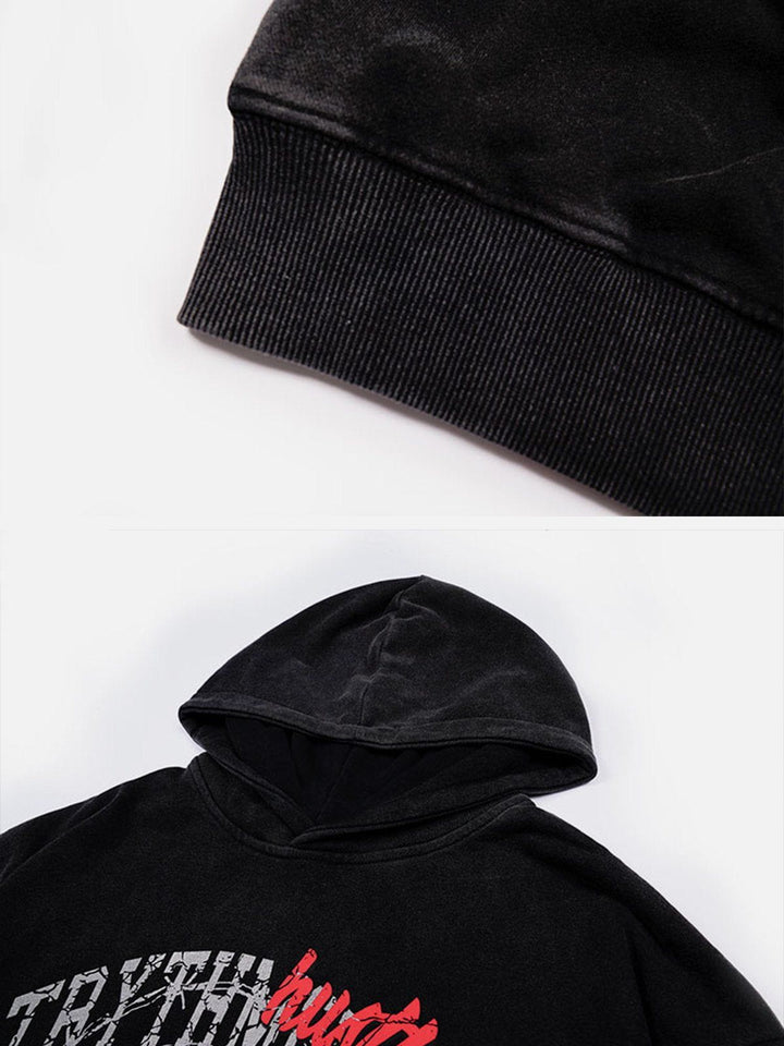 Vintage Washed Dark Print Hoodie-rimiro.com