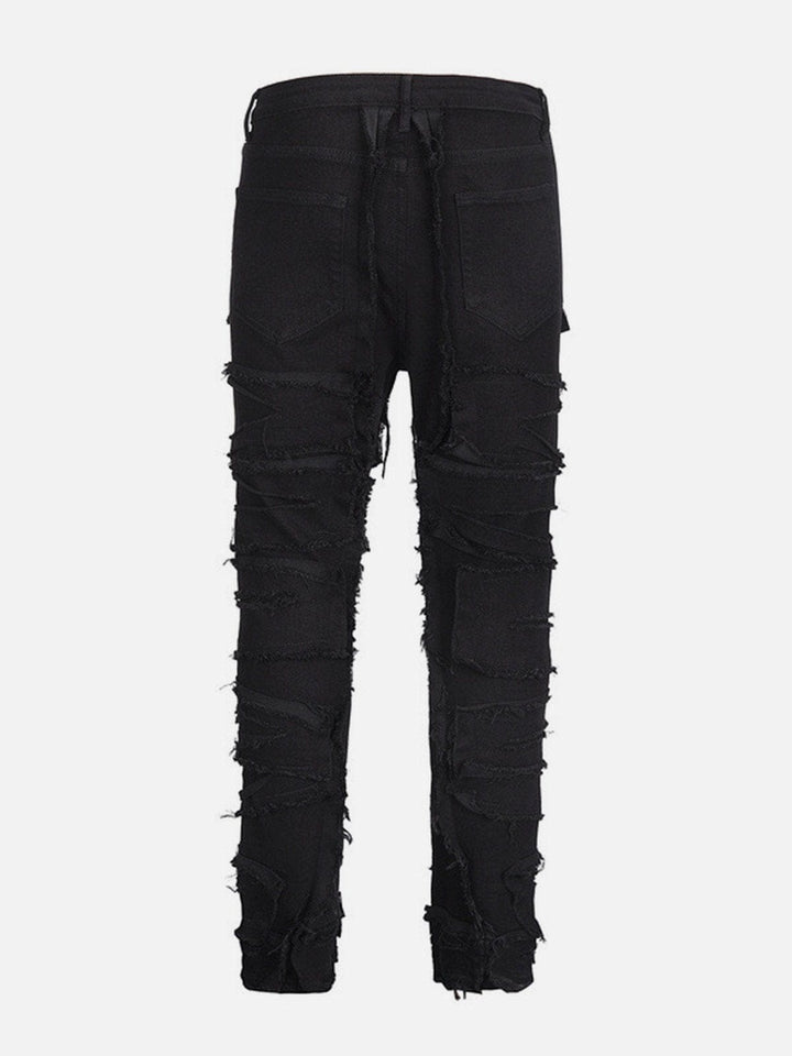 Washed Distressed Tassel Jeans-rimiro.com